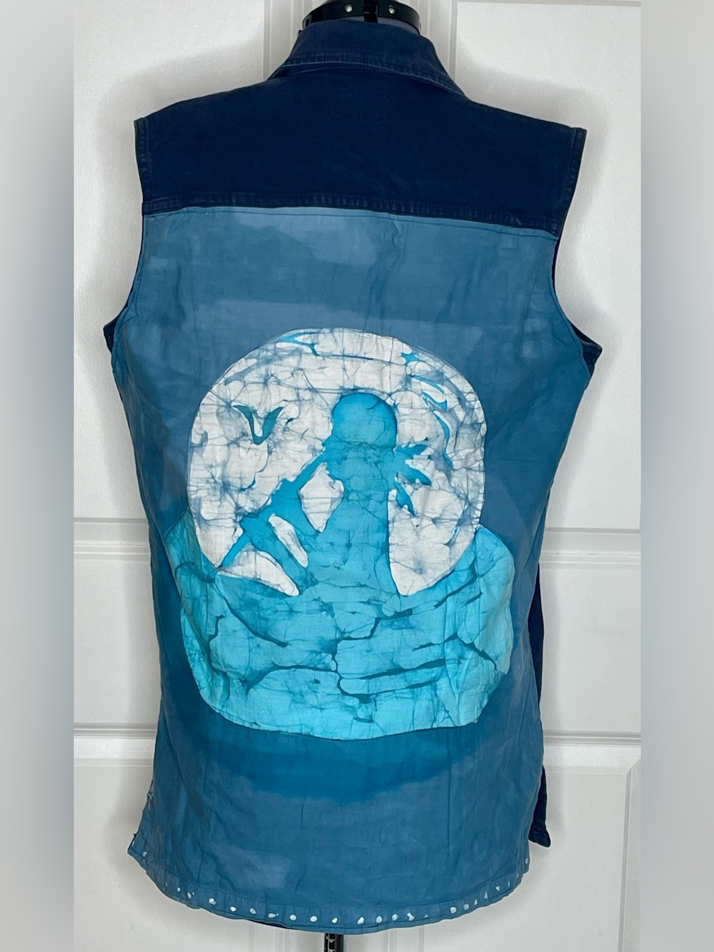 Vintage Rainbow Clothing Co Wearable Art Denim Vest Medium Made in Canada Mello